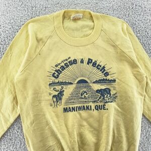 Vintage 80s Maniwaki Quebec Hunting & Fishing Sunset Sweatshirt XXS Chasse Peche